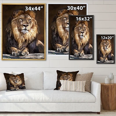 King Lion with Lighted Face  Wall Art
