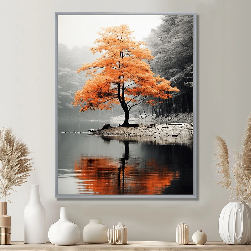 Autumn Elegance – Orange and Grey Forest Serenity