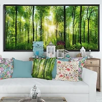 Forest with Rays of Sun Panorama  Wall Art
