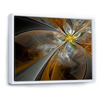 Symmetrical Yellow Fractal Flower Digital Art Canvas Print