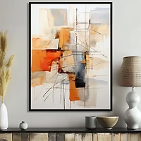 Composition expressionniste moderne orange et grise « Orange and Grey Lines »