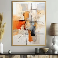 Composition expressionniste moderne orange et grise « Orange and Grey Lines »