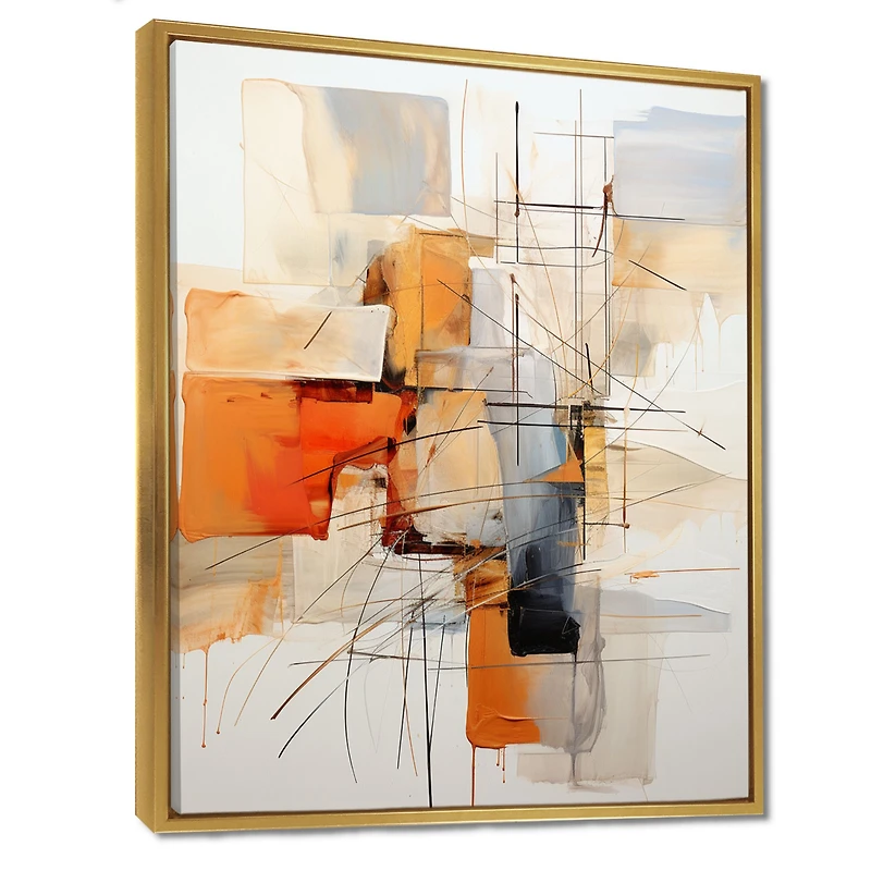 Composition expressionniste moderne orange et grise « Orange and Grey Lines »