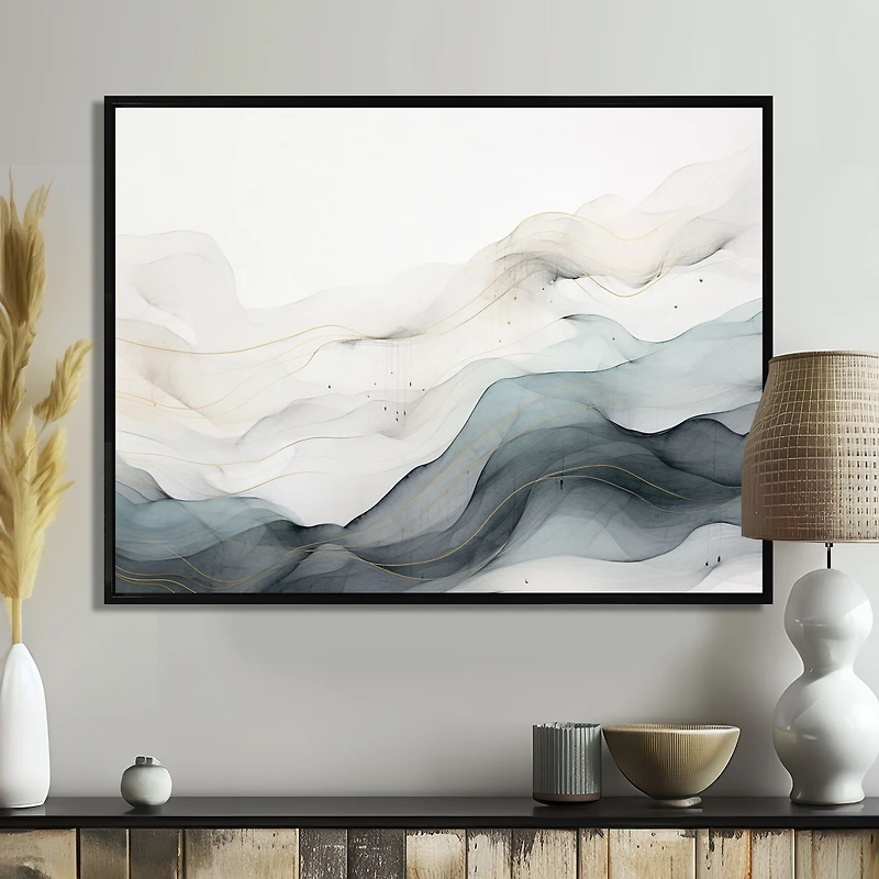 Abstraction conceptuelle moderne bleu et gris « Blue and Grey Linework »