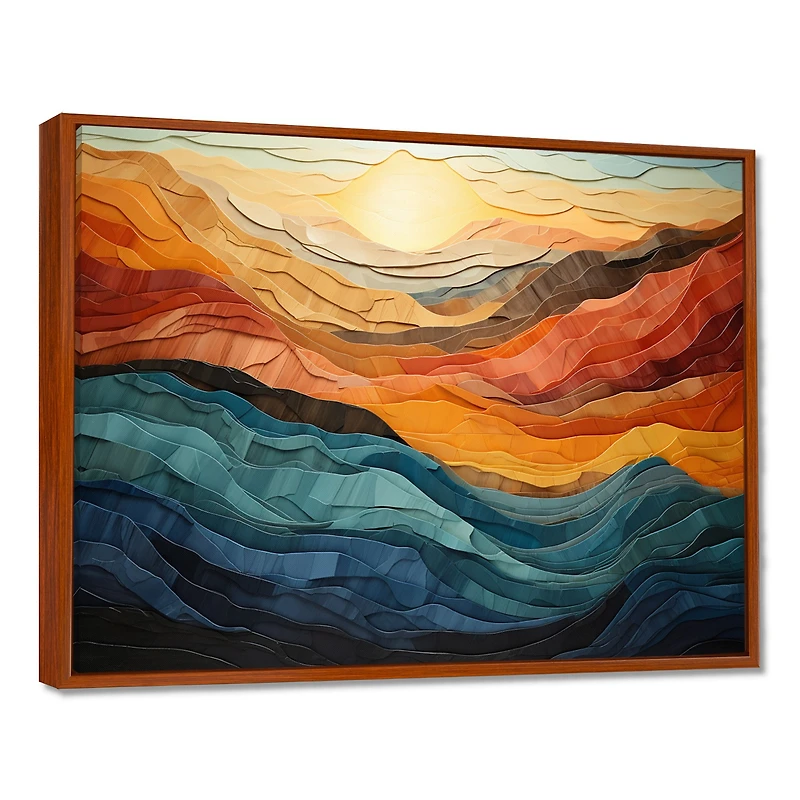 Paysage moderne vibrant corail et turquoise « Bold Coral and Teal Mountains »