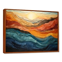 Paysage moderne vibrant corail et turquoise « Bold Coral and Teal Mountains »