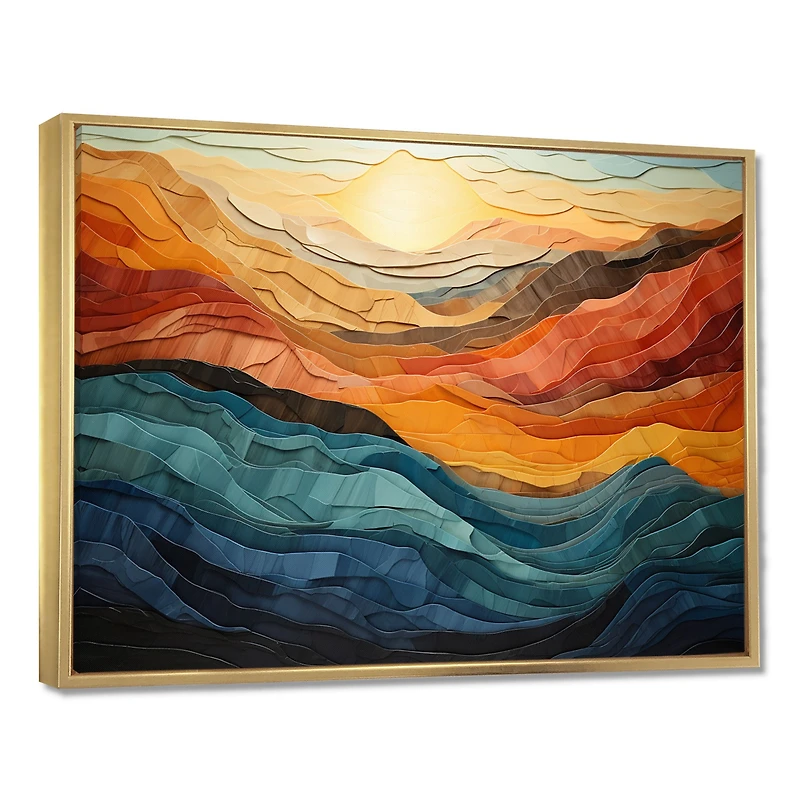 Paysage moderne vibrant corail et turquoise « Bold Coral and Teal Mountains »