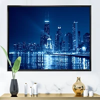 Toile imprimée « Blue Chicago Skyline Night