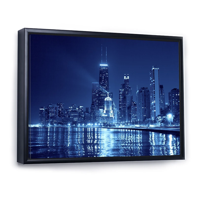 Toile imprimée « Blue Chicago Skyline Night