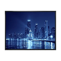 Toile imprimée « Blue Chicago Skyline Night
