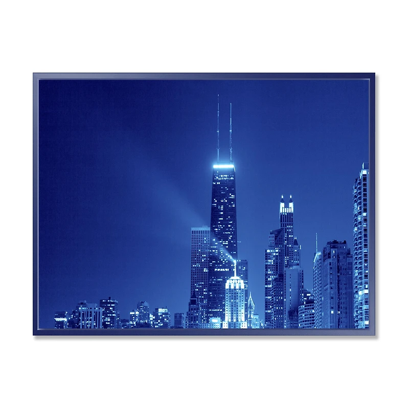 Toile imprimée « Blue Chicago Skyline Night