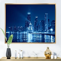 Toile imprimée « Blue Chicago Skyline Night