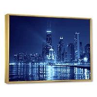 Toile imprimée « Blue Chicago Skyline Night