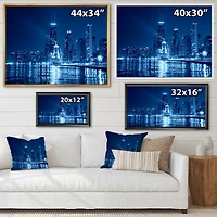 Blue Chicago Skyline Night Canvas Print
