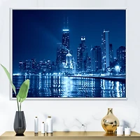 Toile imprimée « Blue Chicago Skyline Night