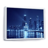 Blue Chicago Skyline Night Canvas Print