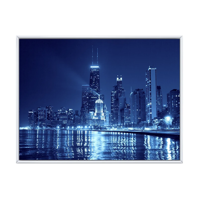Toile imprimée « Blue Chicago Skyline Night
