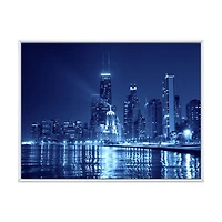 Toile imprimée « Blue Chicago Skyline Night