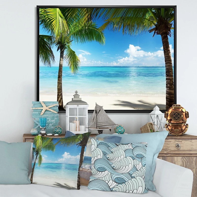 Palm Trees and Sea  Canvas Wall Art