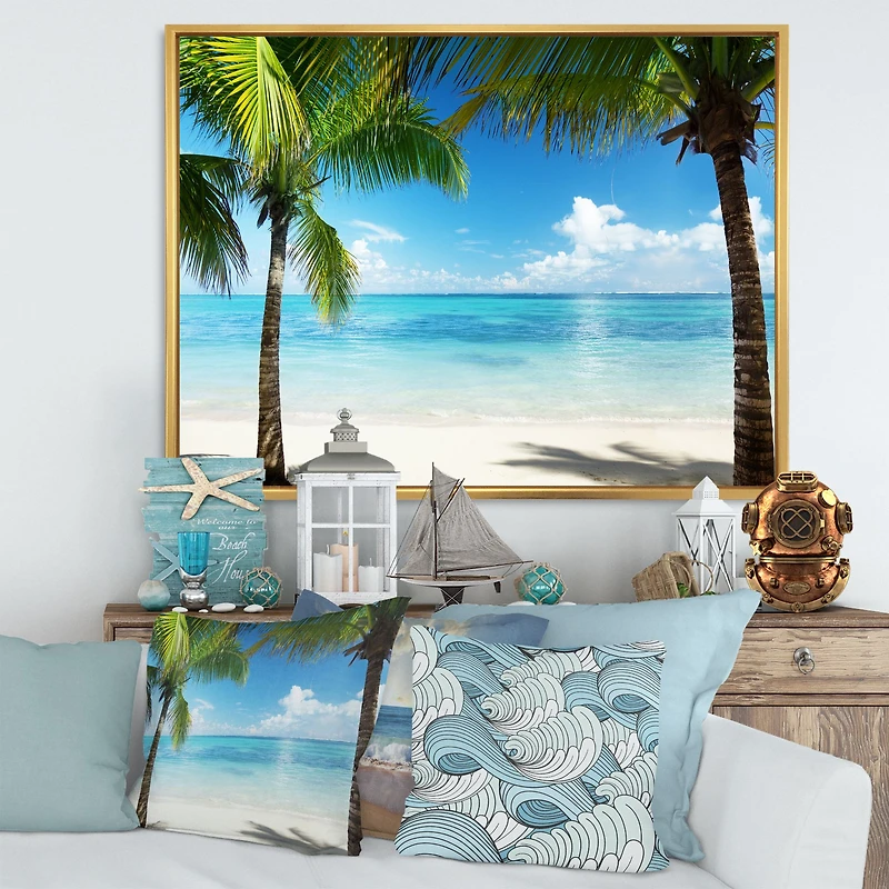 Palm Trees and Sea  Canvas Wall Art
