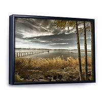 Pier Brown Lake Canvas Art Print