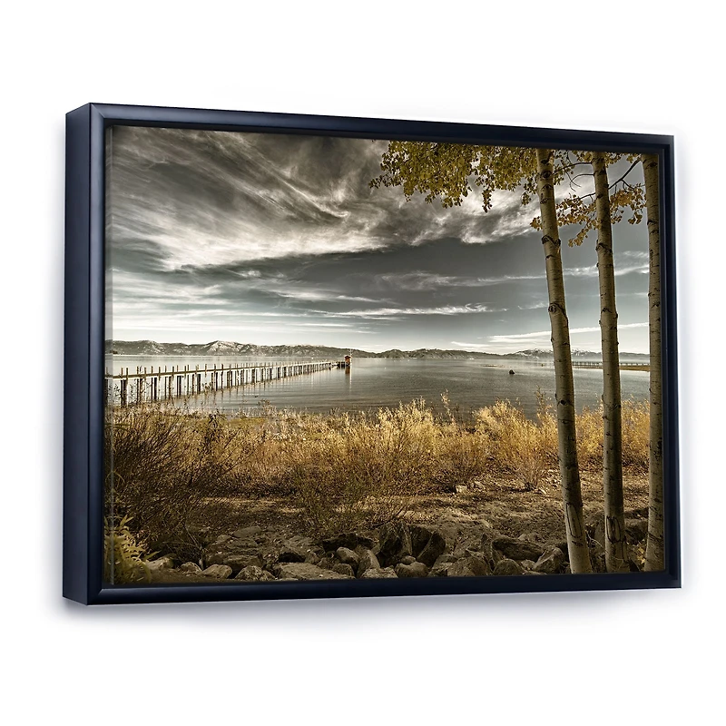 Pier Brown Lake Canvas Art Print