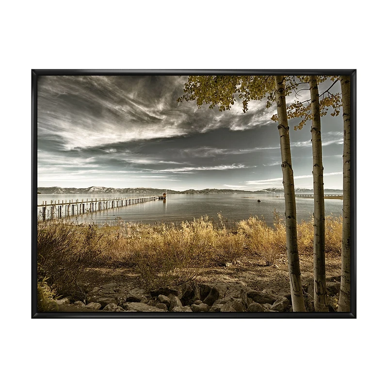 Pier Brown Lake Canvas Art Print