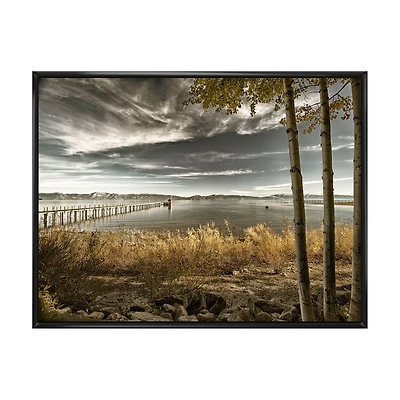 Pier Brown Lake Canvas Art Print