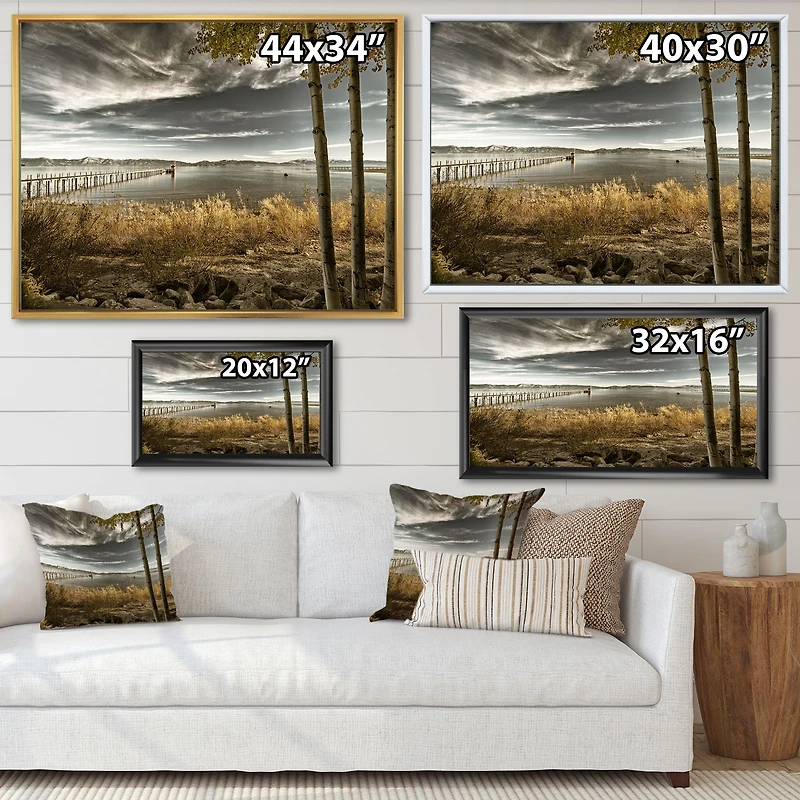 Pier Brown Lake Canvas Art Print