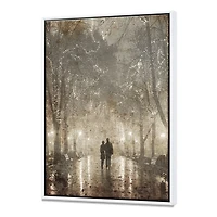 Couple Walking Night Lights  Canvas Print
