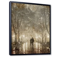 Couple Walking Night Lights  Canvas Print