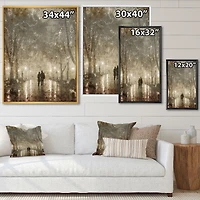 Couple Walking Night Lights  Canvas Print