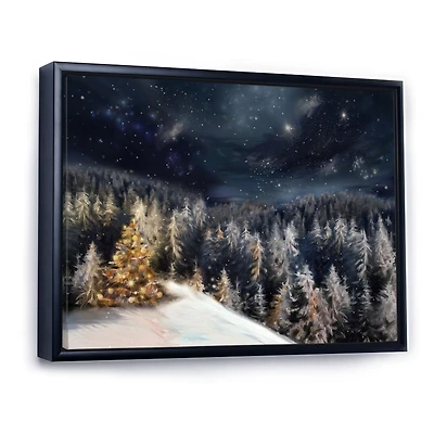 Night Forest Christmas Tree  Wall Art