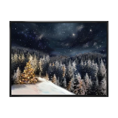 Night Forest Christmas Tree  Wall Art