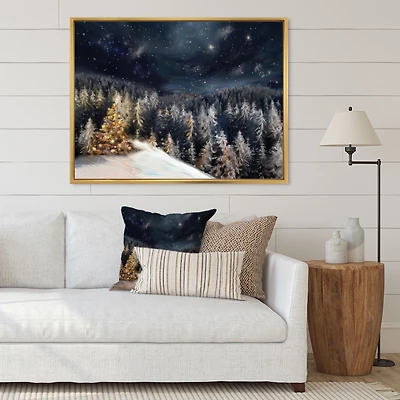Night Forest Christmas Tree  Wall Art