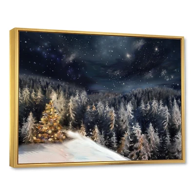 Night Forest Christmas Tree  Wall Art