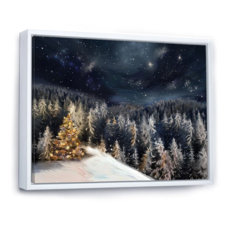 Night Forest Christmas Tree  Wall Art