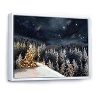 Night Forest Christmas Tree  Wall Art