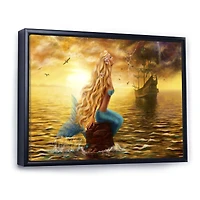 Sea Mermaid with Ghost Ship  Wall Art