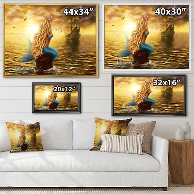 Toile « Sea Mermaid with Ghost Ship »