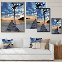 Wooden Pier and Palm Tree  Wall Art