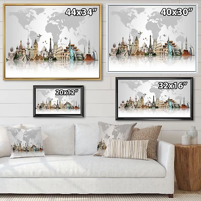Toile  imprimée « Famous Monuments Across World »