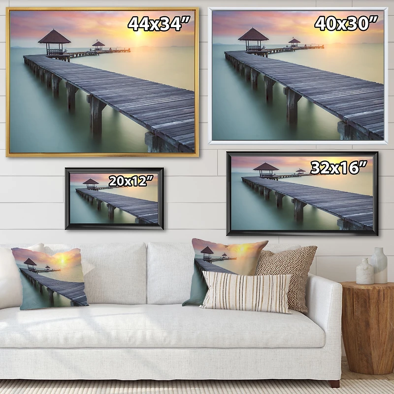 Wooden Sea Bridge and Sunset  Wall Art