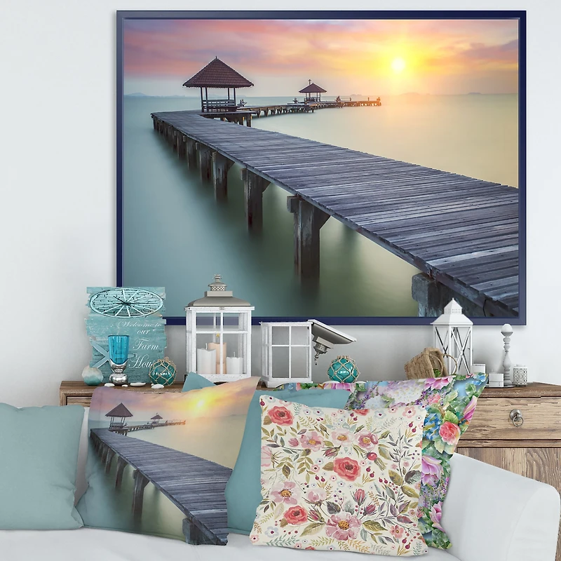 Wooden Sea Bridge and Sunset  Wall Art