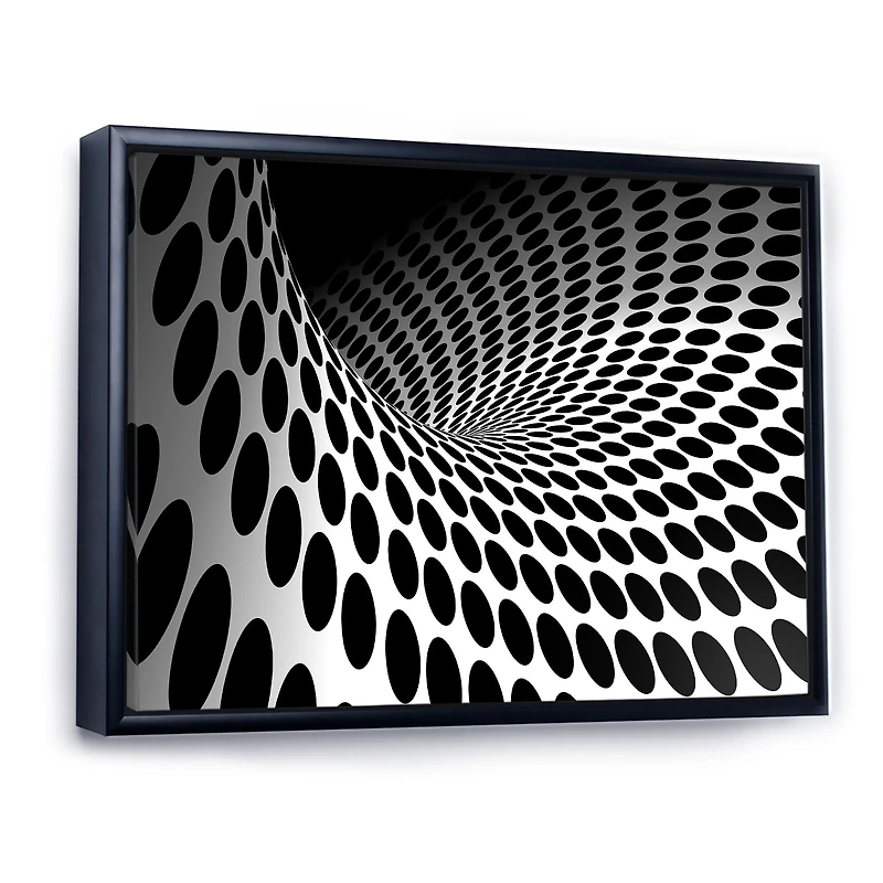 Waves and Circles Black White  Art Canvas Print