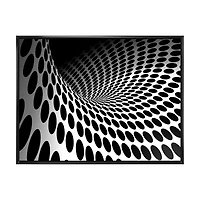 Waves and Circles Black White  Art Canvas Print