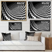 Waves and Circles Black White  Art Canvas Print