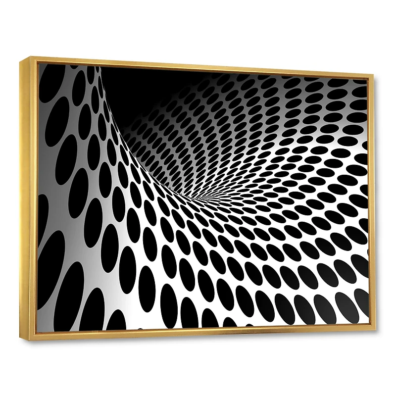 Waves and Circles Black White  Art Canvas Print