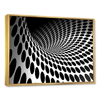 Waves and Circles Black White  Art Canvas Print