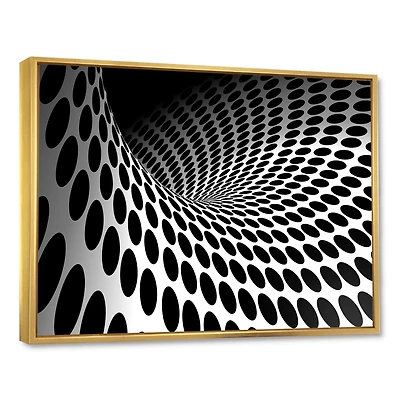 Waves and Circles Black White  Art Canvas Print